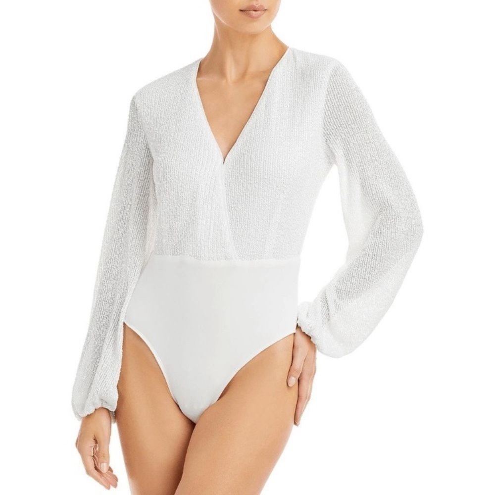 Bardot Sequin Wrap Bodysuit White Size Xs